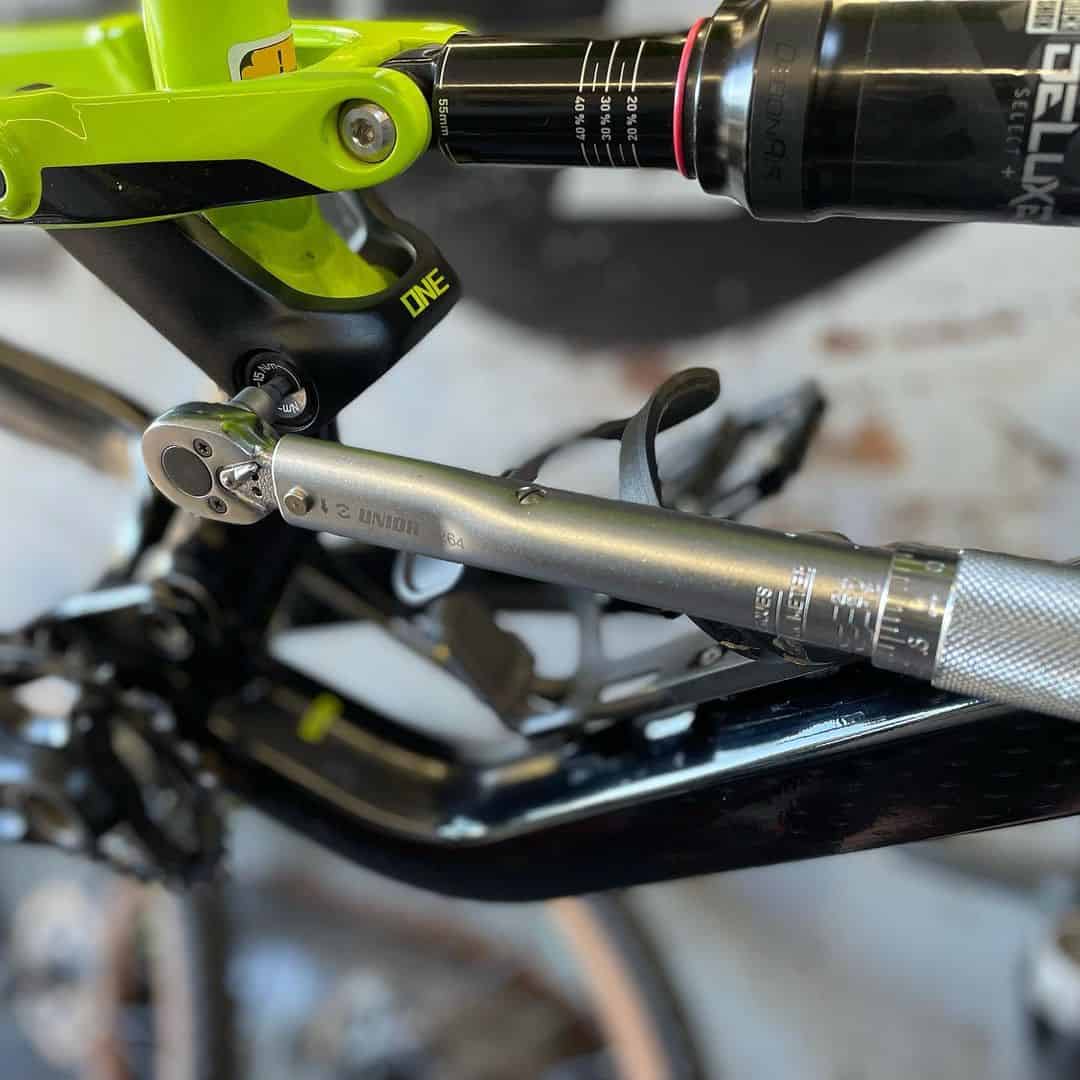 bike repair with a torque wrench