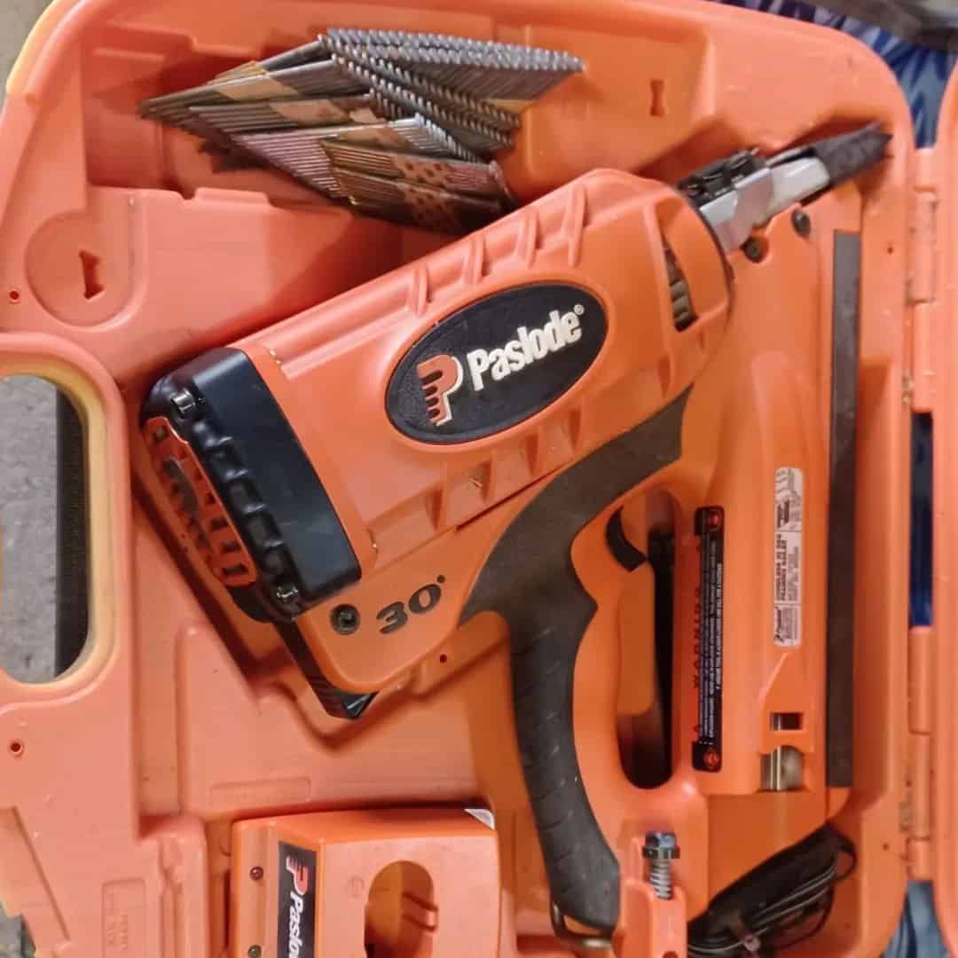 Red nailer in a package