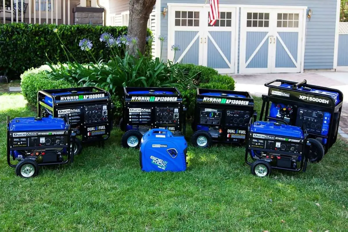DuroMax dual fuel generators on the lawn