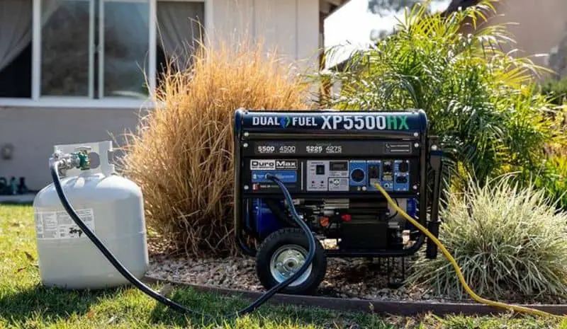 Generator on the lawn near the house
