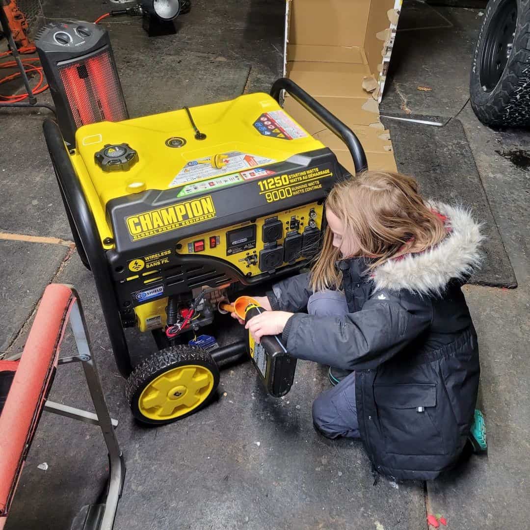 A child maintains a generator