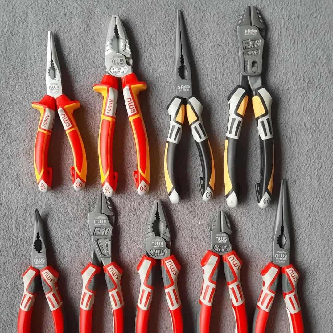 Eight different kinds of wire cutters