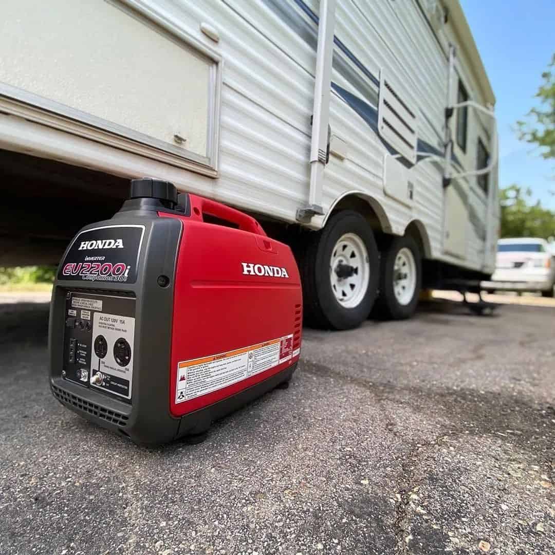 red generator near the trailer