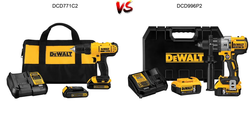 Dewalt Drills Showdown DCD771C2 vs DCD996P2 Which One to Choose